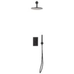 Scudo Core Round Black Concealed Shower Set with Handset & Fixed Head
