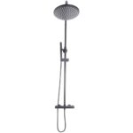 Scudo Core Round Gunmetal Bar Shower with Rigid Riser