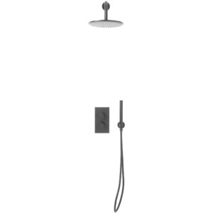 Scudo Core Round Gunmetal Concealed Shower Set with Handset & Fixed Head