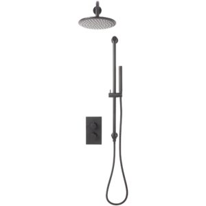 Scudo Core Round Gunmetal Concealed Shower Set with Slide Rail & Fixed Head