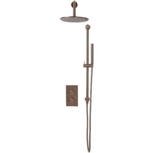 Scudo Core Round Brushed Bronze Shower Set with Slide Rail & Fixed Head
