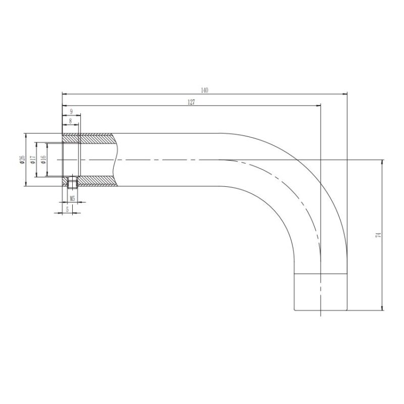 Scudo Core 140mm Short Wall Basin Spout Matt Black