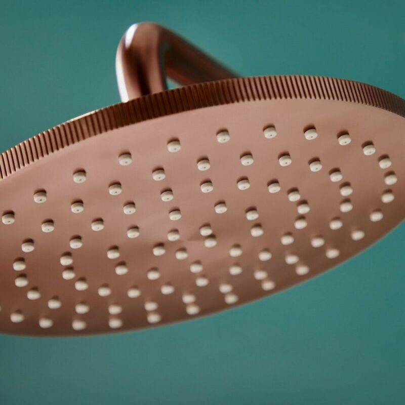 Scudo Core Round Shower Arm & Head Brushed Bronze