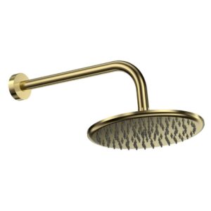 Scudo Round Shower Arm & Head Brushed Brass