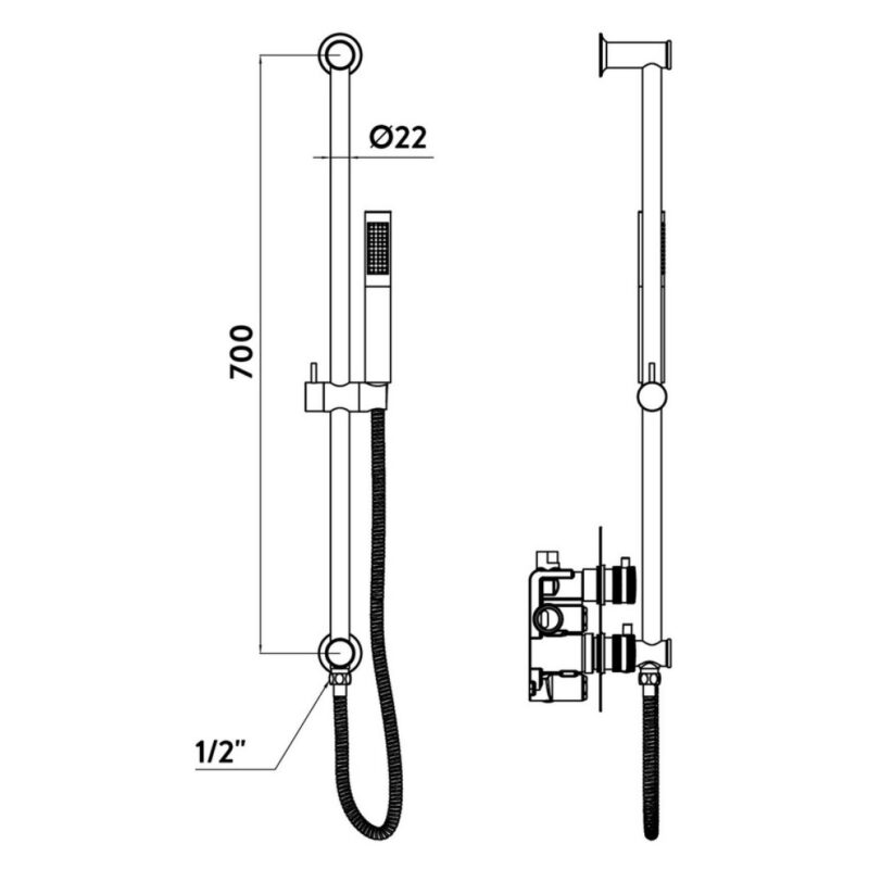 Scudo Slide Rail Kit Brushed Brass