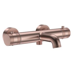 Scudo Core Wall Mounted Thermostatic Bath Shower Mixer Brushed Bronze