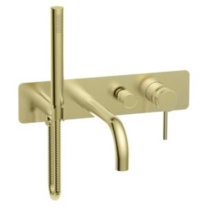 Scudo Core Wall Bath Shower Mixer Brushed Brass