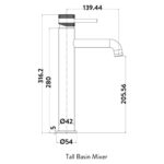 Scudo Core Tall Mono Basin Mixer Tap Brushed Nickel