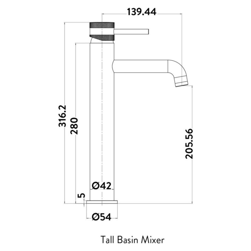 Scudo Core Tall Mono Basin Mixer Tap Brushed Nickel