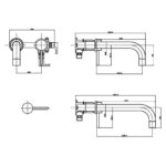 Scudo Core Wall Mounted Basin Mixer Tap Brushed Nickel