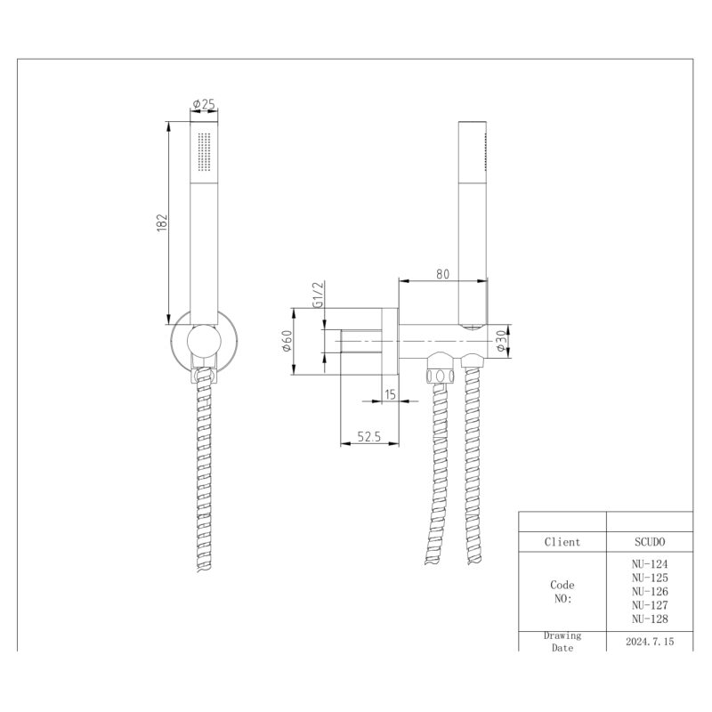 Scudo Handset, Outlet & Holder Brushed Nickel
