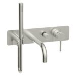 Scudo Core Wall Bath Shower Mixer Tap Brushed Nickel