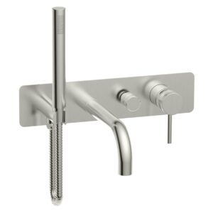 Scudo Core Wall Bath Shower Mixer Tap Brushed Nickel