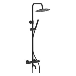 Scudo Core Round Bath Filler Wall Mounted Shower Black