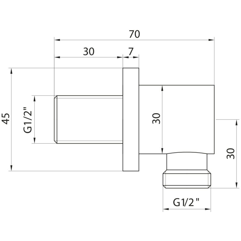 Scudo Chrome Square Wall Outlet Elbow