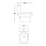 Scudo Porto Rimless Open Back Pan with Cistern & Wrap Over Seat