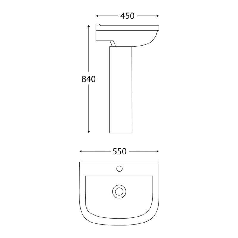 Scudo Porto 550mm Basin & Pedestal
