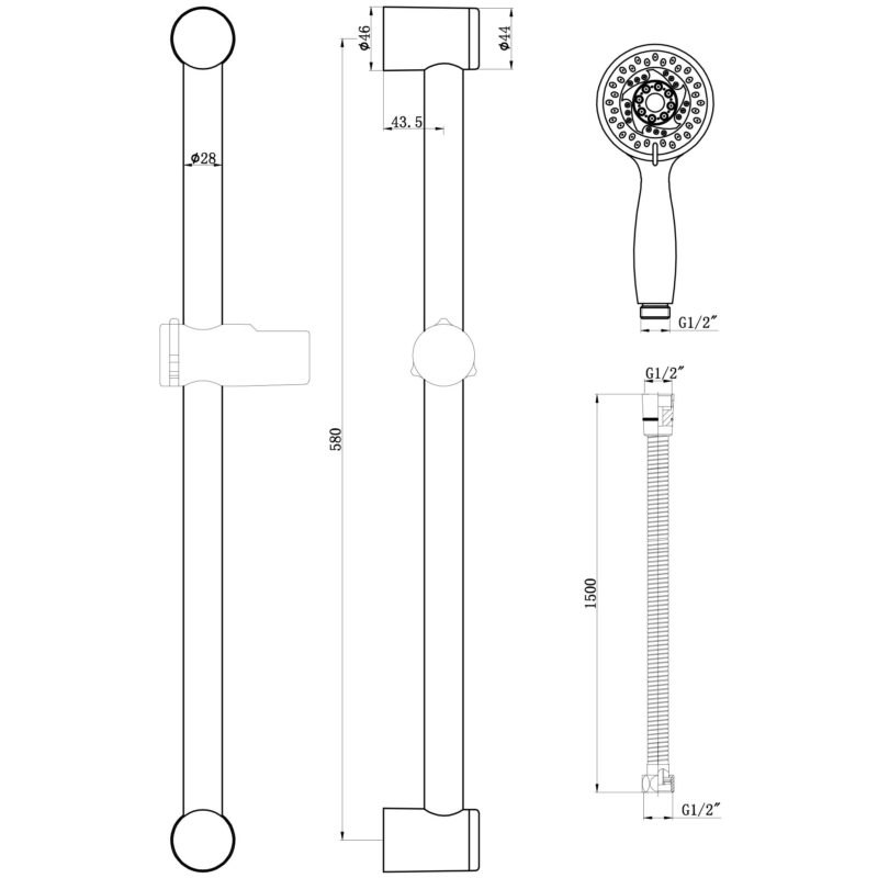 Scudo Round Riser Rail Kit with Multi-Function Handset