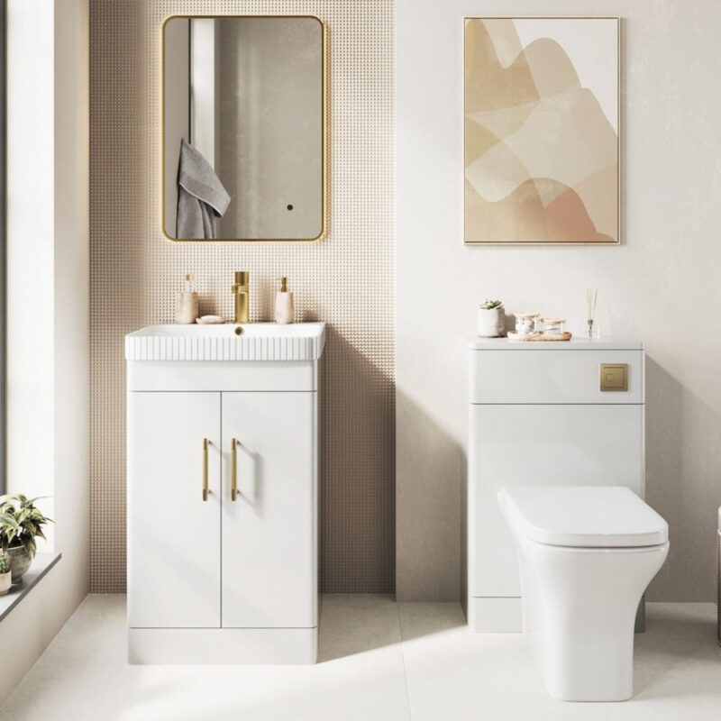 Scudo Rossini Floorstanding 500mm Vanity Unit & Basin Gloss White