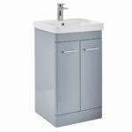 Scudo Rossini Floorstanding 500mm Vanity Unit & Basin Gloss Pebble Grey