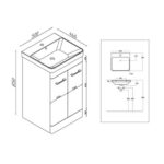 Scudo Rossini Floorstanding 500mm Vanity Unit & Basin Gloss Pebble Grey