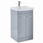 Scudo Rossini Floorstanding 600mm Vanity Unit & Basin Gloss Pebble Grey