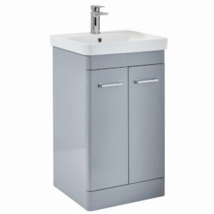 Scudo Rossini Floorstanding 600mm Vanity Unit & Basin Gloss Pebble Grey