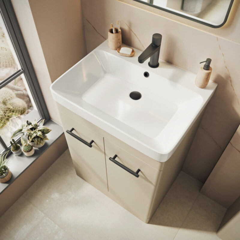 Scudo Rossini 500mm Floorstanding Vanity Unit & Basin Matt Stone