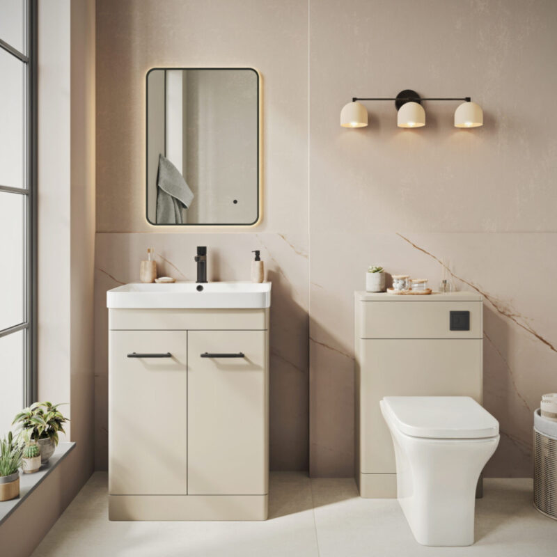Scudo Rossini 500mm Floorstanding Vanity Unit & Basin Matt Stone