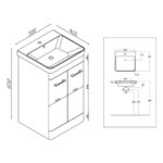 Scudo Rossini 500mm Floorstanding Vanity Unit & Basin Matt Stone