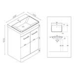 Scudo Rossini 600mm Floorstanding Vanity Unit & Basin Matt Stone