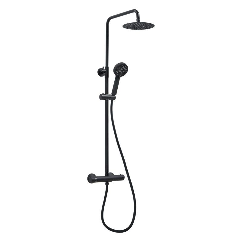 Scudo Middleton Black Round Rigid Riser Shower with Easykit Scudo Middleton Black Round Rigid Riser Shower with Easykit
