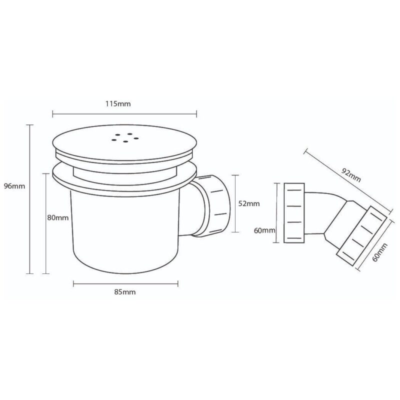 Scudo Chrome 90mm Fast Flow Shower Waste for 40mm Trays
