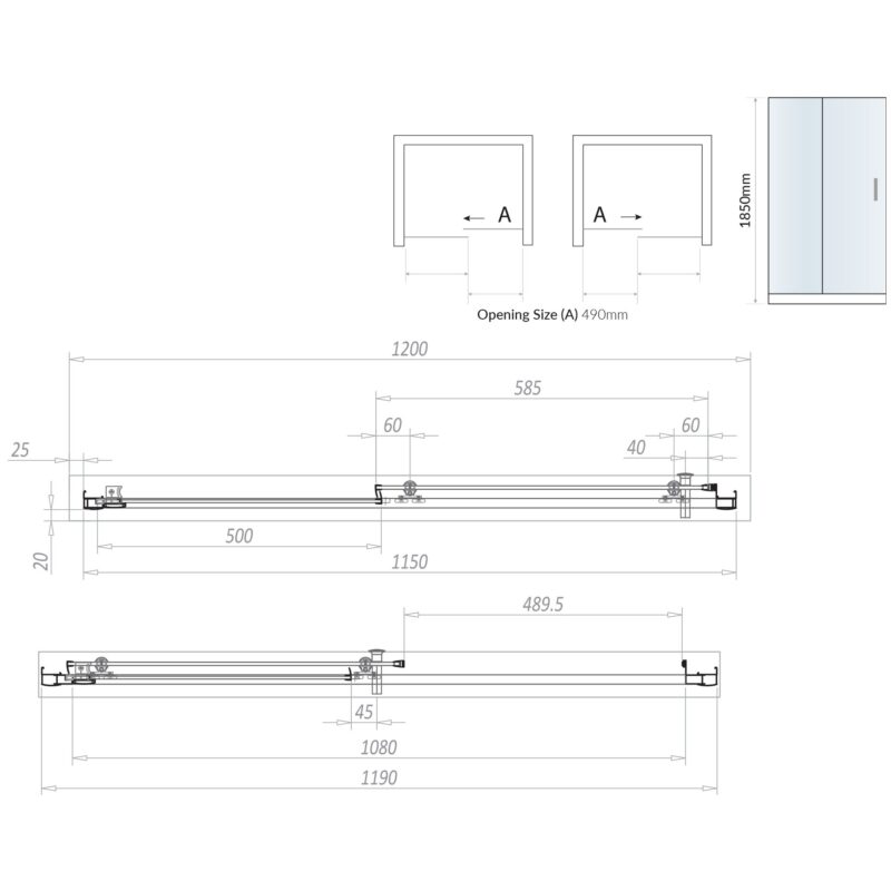 Scudo S6 Brushed Brass 1200mm Sliding Shower Door