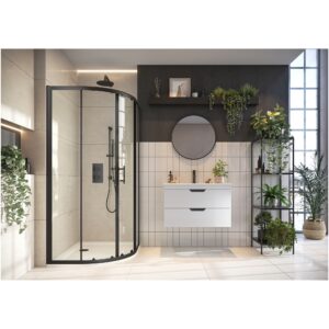 Scudo Black 800mm Double Door Quadrant Shower Enclosure 6mm Glass
