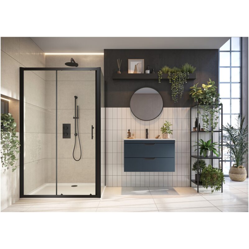 Scudo Black 1200mm Sliding Shower Door 6mm Glass