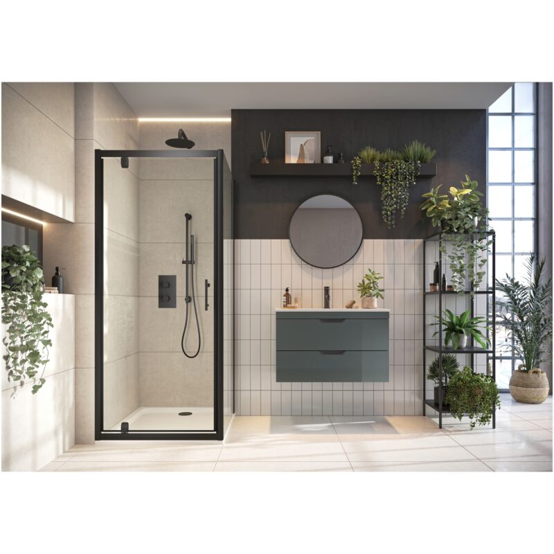 Scudo Black 900mm Pivot Shower Door 6mm Glass Scudo Black 900mm Pivot Shower Door 6mm Glass
