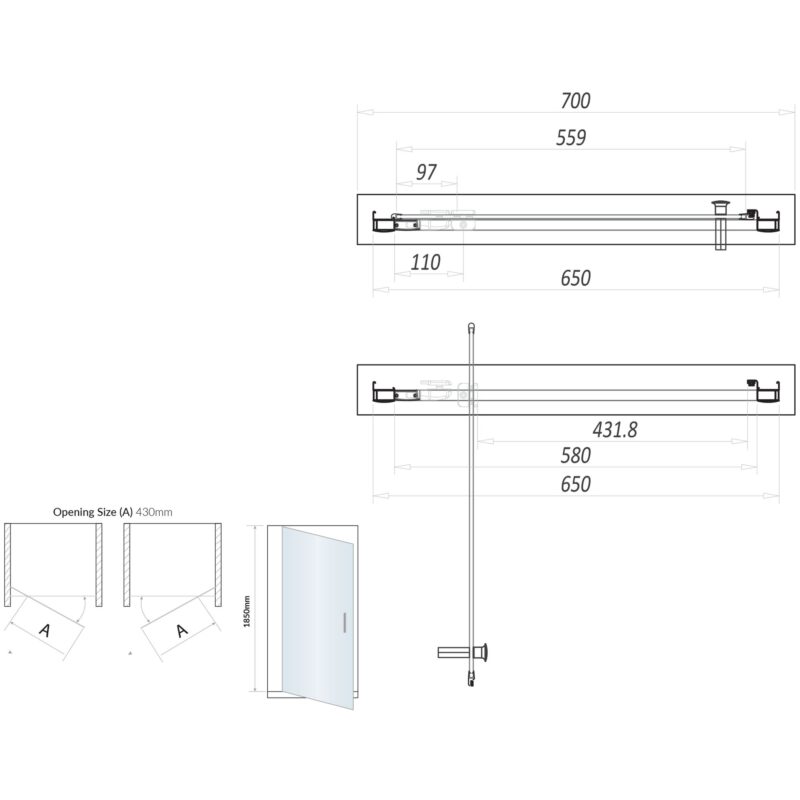 Scudo 700mm Pivot Shower Door
