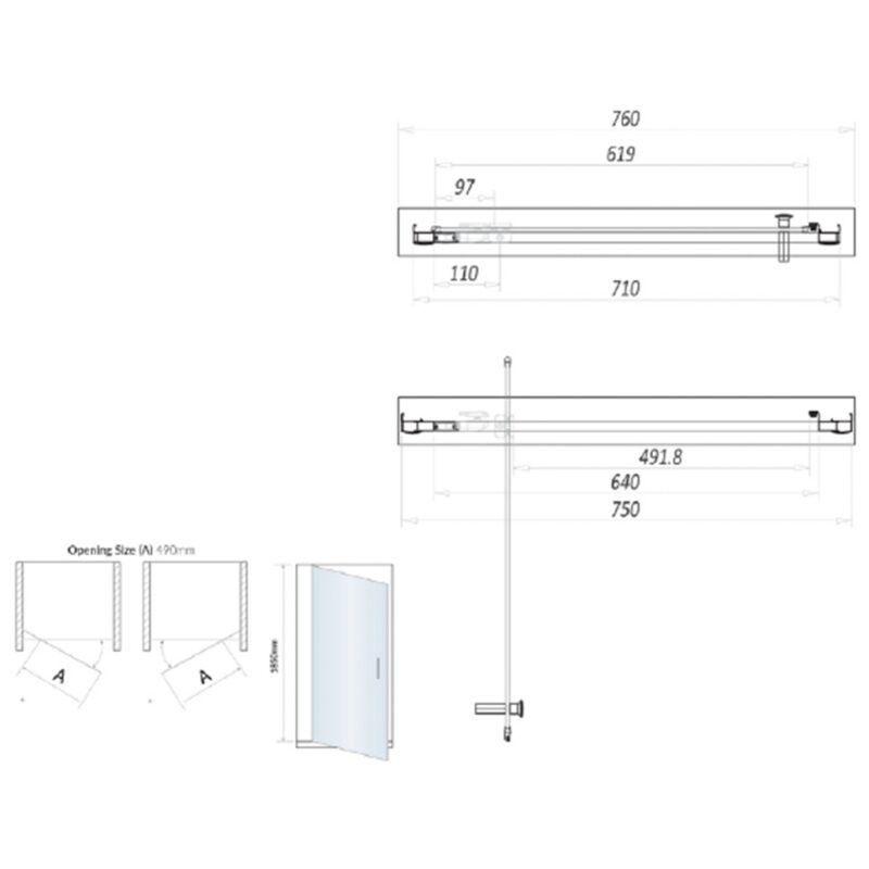 Scudo 760mm Pivot Shower Door