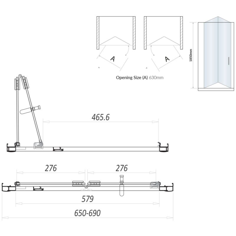 Scudo Bifold 700mm Semi Frameless Shower Door