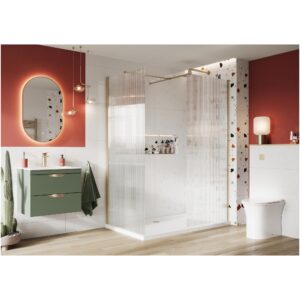 Scudo S8 8mm Fluted Glass 1000mm Wetroom Panel with Chrome Profile