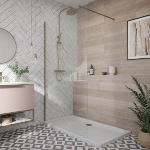 Scudo S8 1100mm Brushed Brass Wetroom Panel