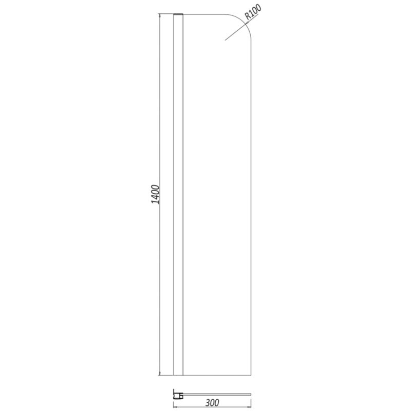 Scudo S6 Fixed Radius Bath Screen 6mm 1400x300mm