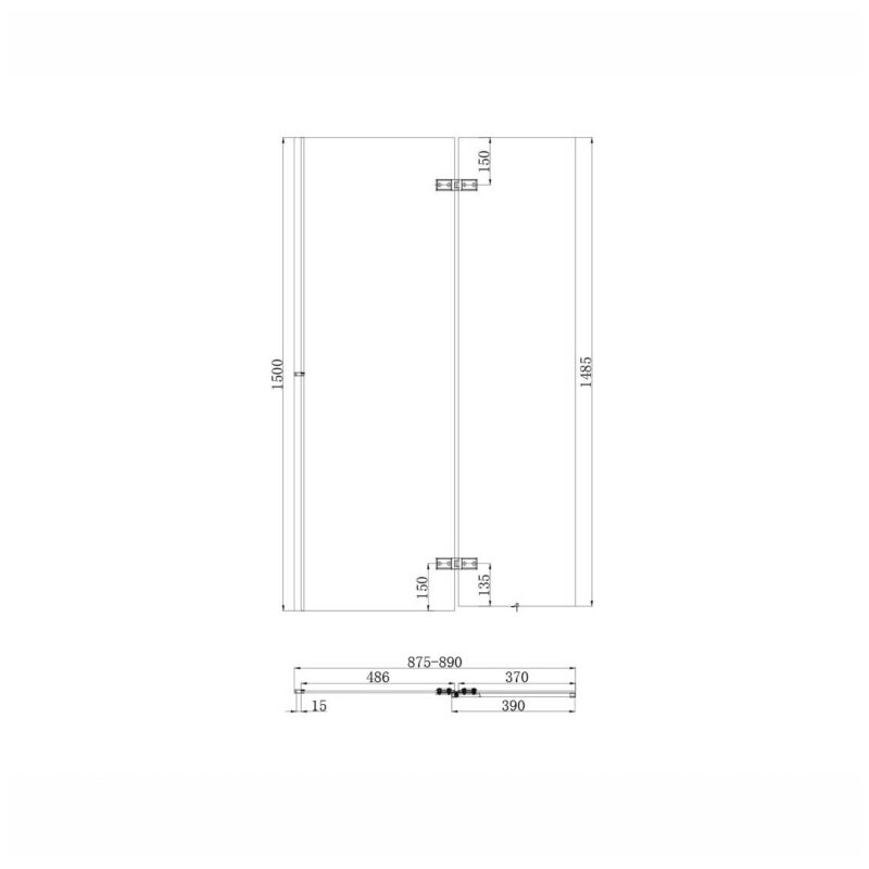 Scudo Chrome Square 900mm Bath Screen with Fixed Panel