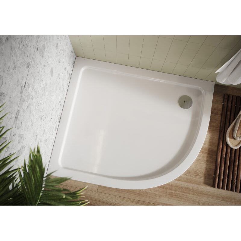 Scudo Eco-Stone Offset Quad Shower Tray RH 900 x 760 White