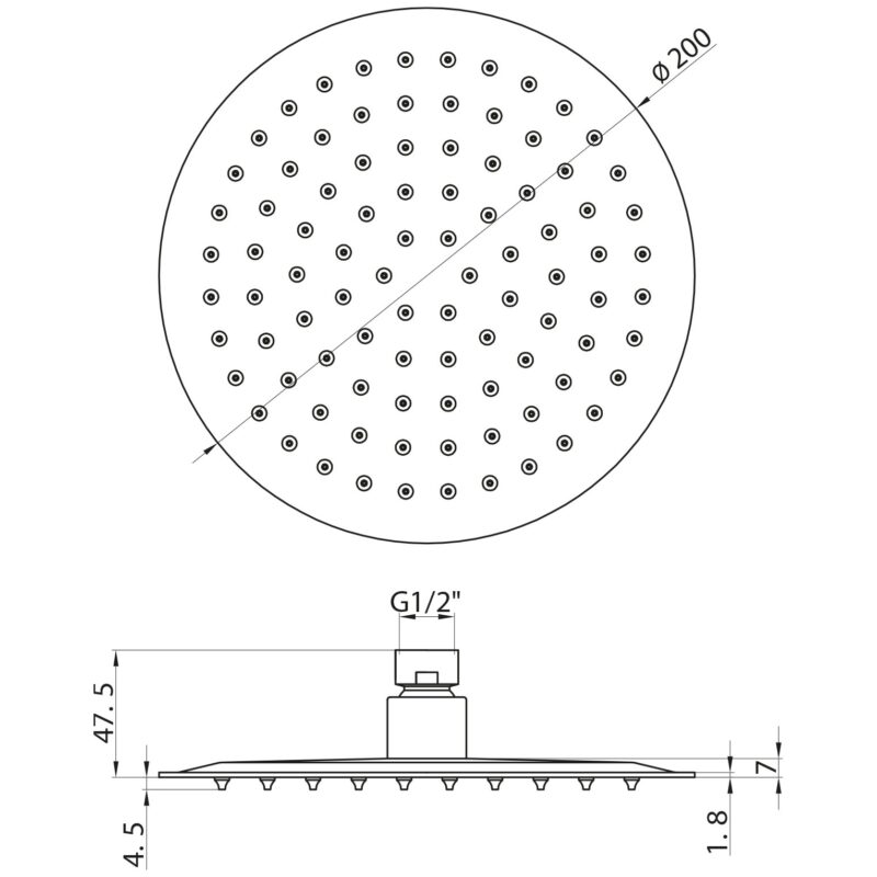 Scudo Chrome Round Shower Head 200mm