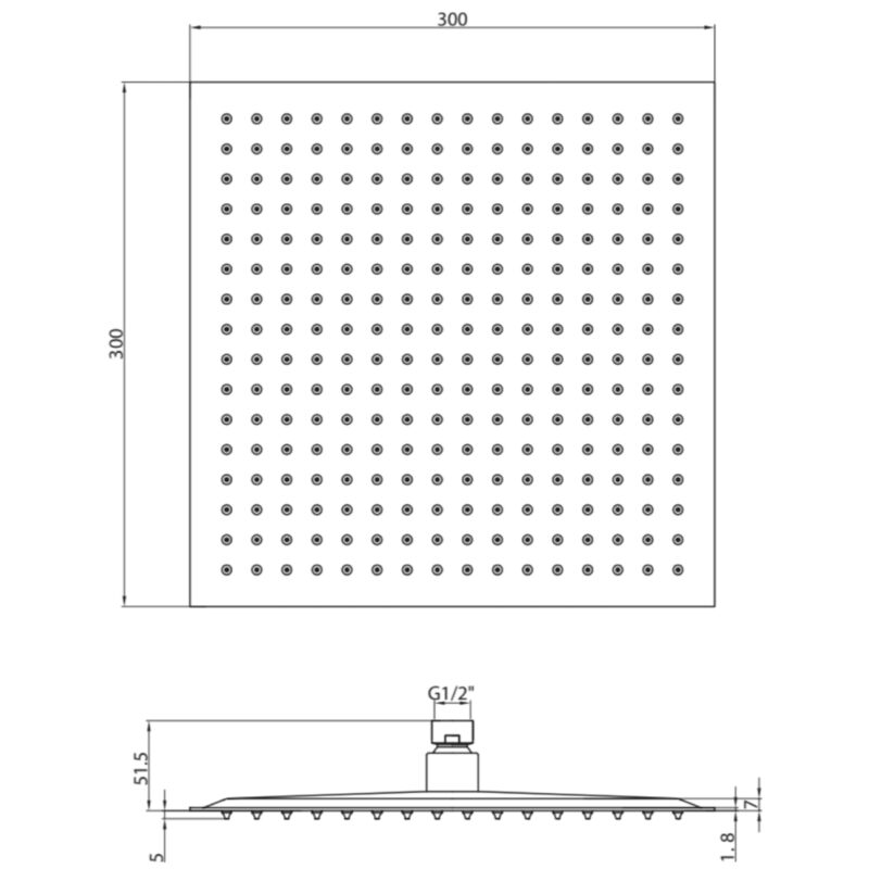 Scudo Chrome Square Shower Head 300mm
