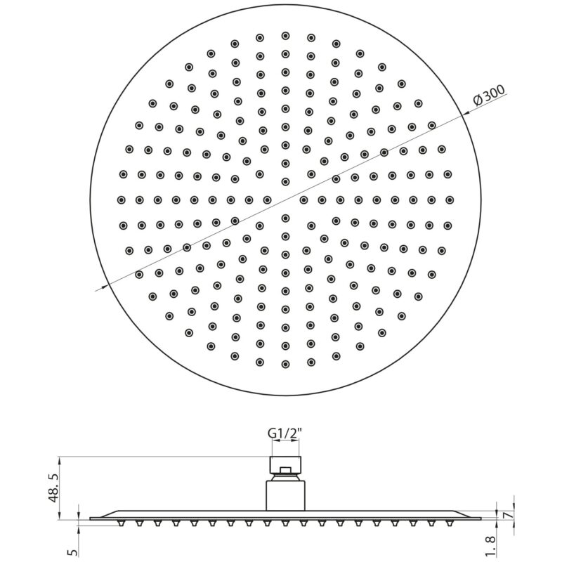 Scudo Chrome Round Shower Head 300mm