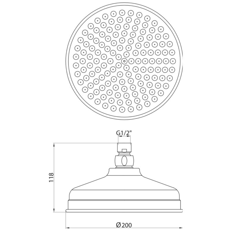 Scudo Traditional Shower Head 200mm