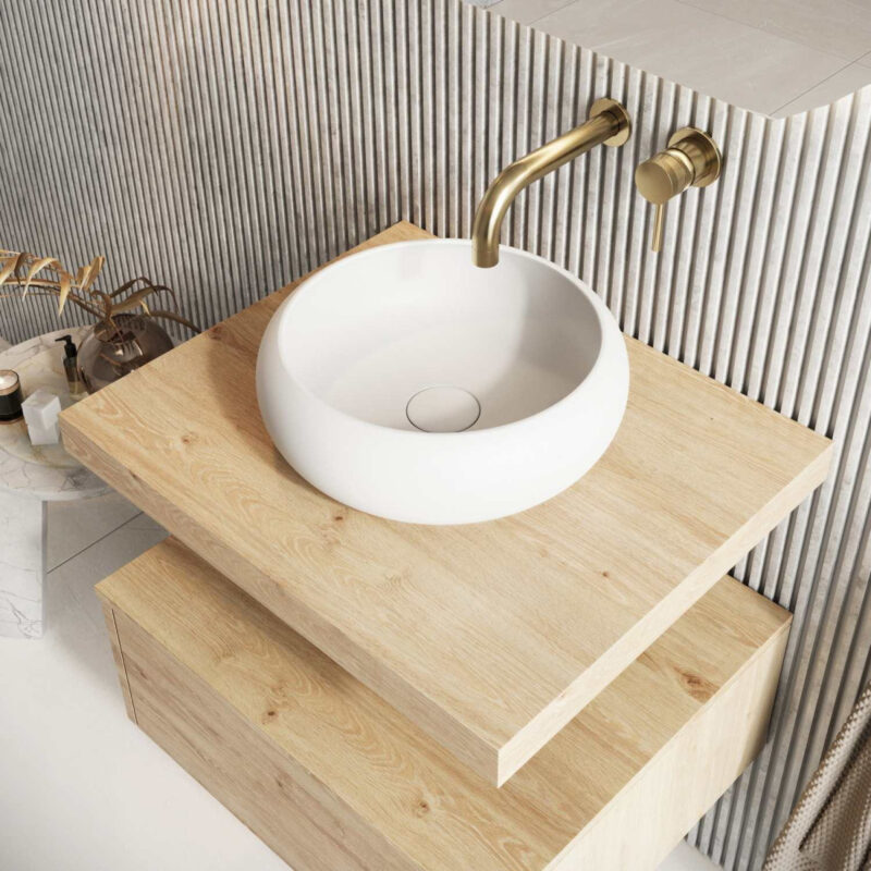 Scudo Shelph 600mm Basin Shelf & Brackets Davos Oak